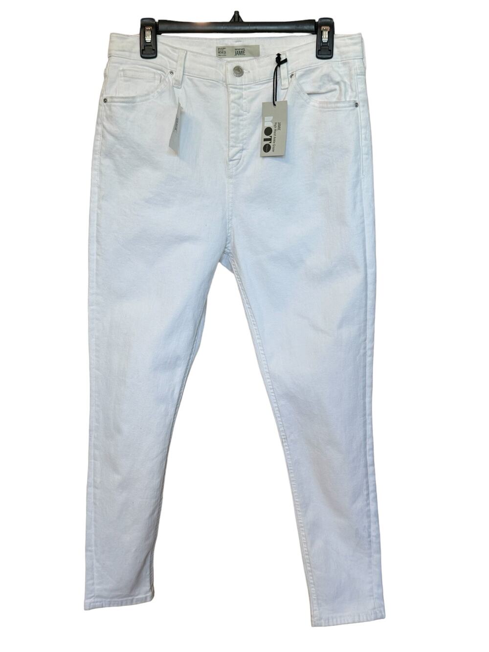 TOPSHOP ( Nordst**m) White Moto Jamie High Waist Ankle Grazer Jeans Size 34